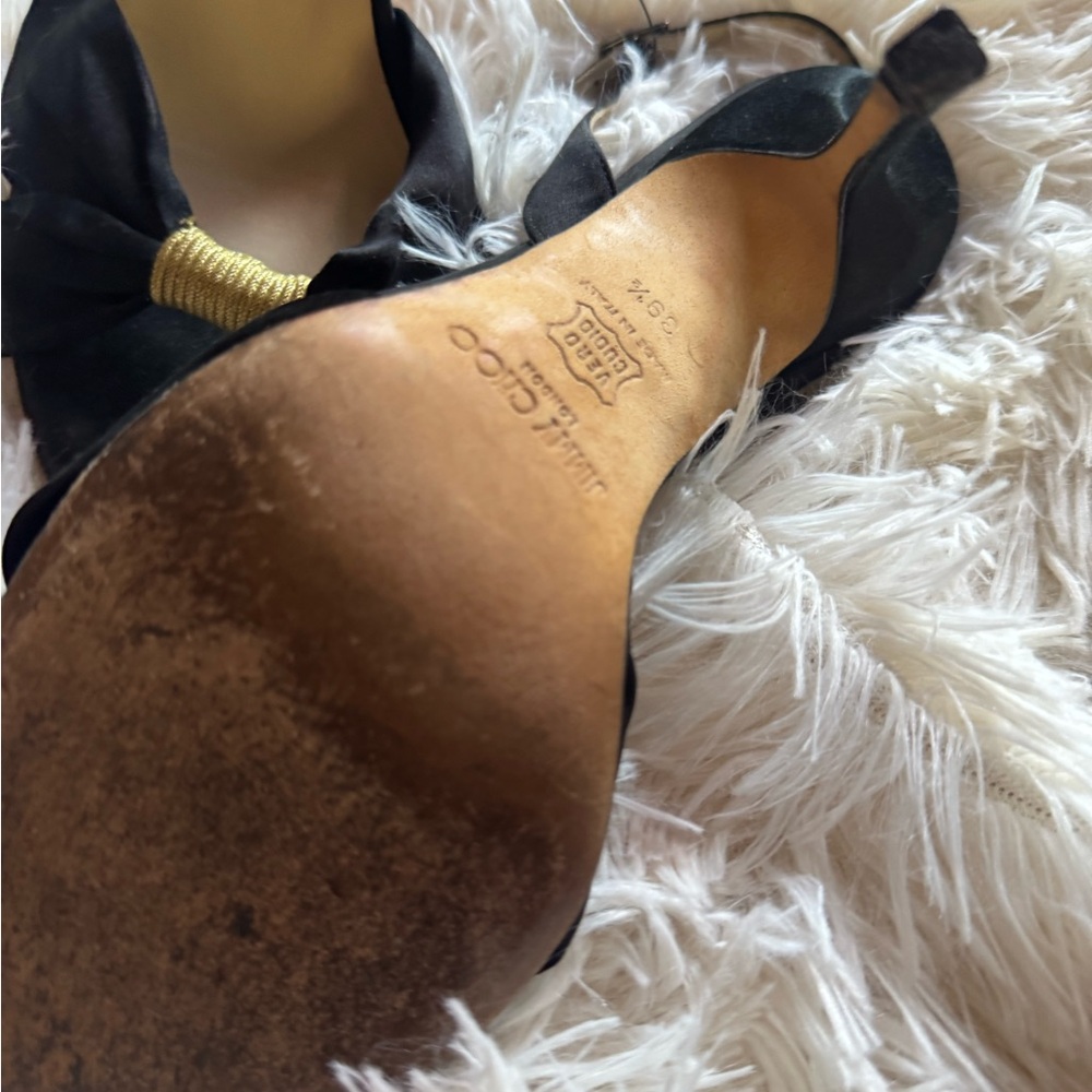 Jimmy Choo Black and Gold Heels - Picture 3 of 8